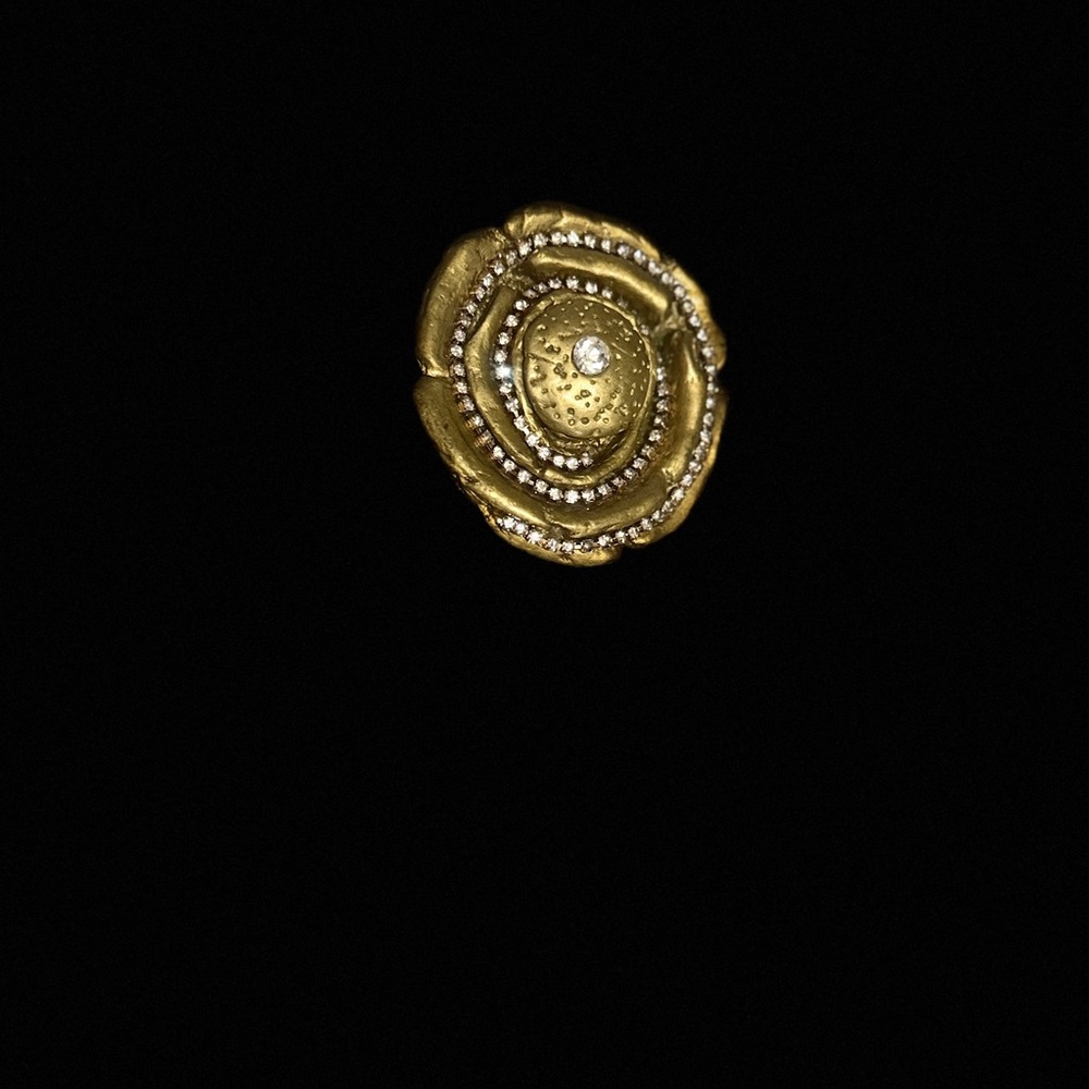 Elegant Satin Finish Gold-Tone Rosebud Statement Ring!